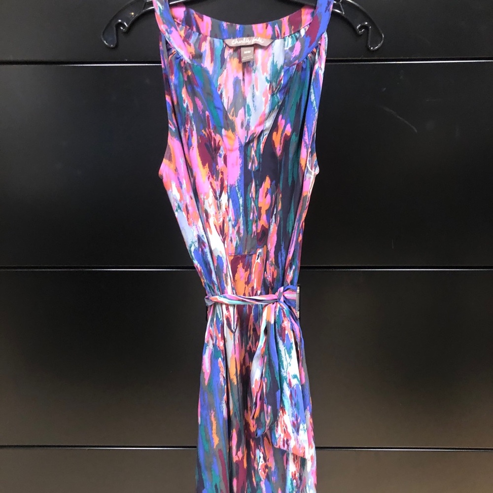 Multicolor Shift dress with Waist Tie